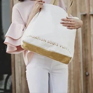 Louis Vuitton Fondation Cream & Yellow Museum Canvas Tote Bag